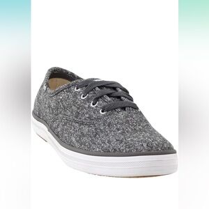 Keds Women's Champion Lurex Jersey Sneaker in Charcoal and Silver 🩶